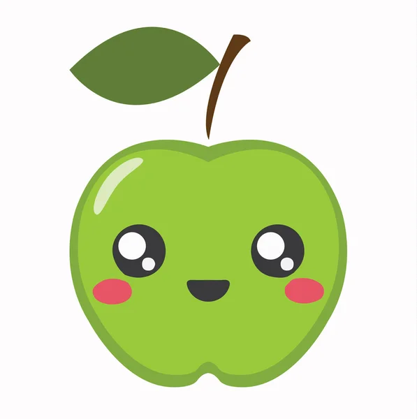Apple Kawaii Cartoon schattige icoon — Stockvector