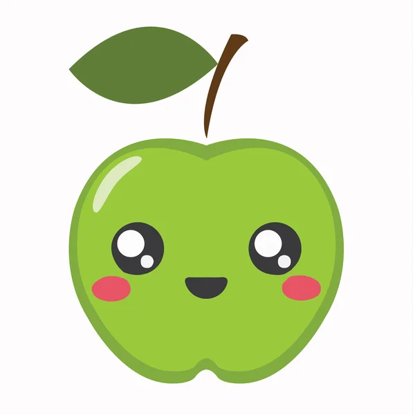 Ícone bonito dos desenhos animados de Apple Kawaii — Vetor de Stock