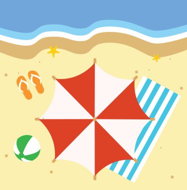 Birçok farklı öğeleri ile plaj illüstrasyon