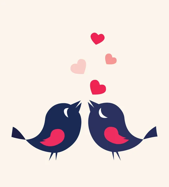 Oiseaux amoureux carte de coeur mignon — Image vectorielle