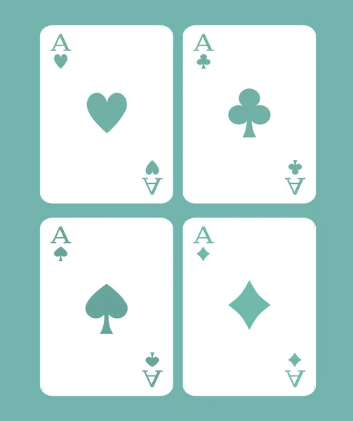 Jogo de quatro cartas - Jogando cartas de poker — Vetor de Stock