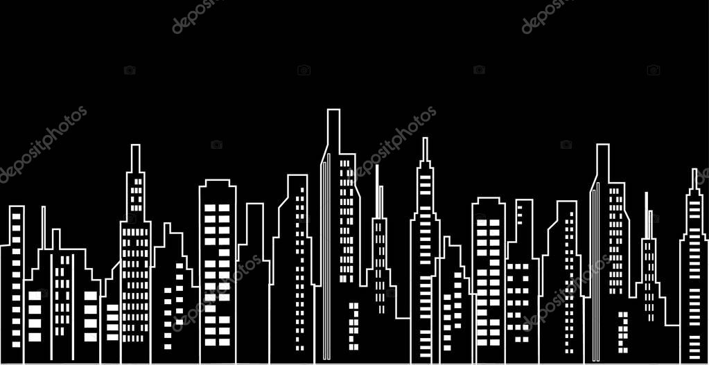 Urban Cityscape Black And White Background Stock Vector