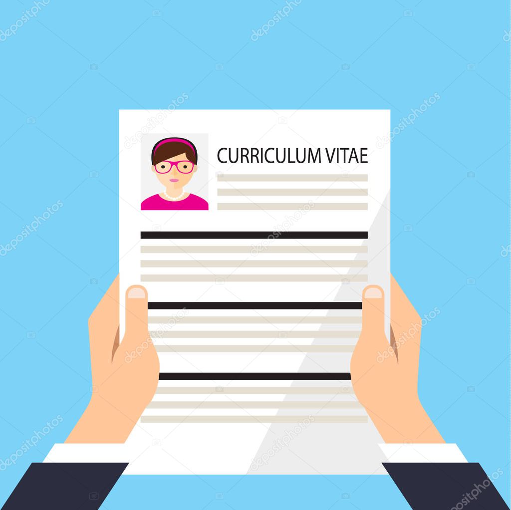 Curriculum vitae document icon. Human resources management or analyzing personnel resume.