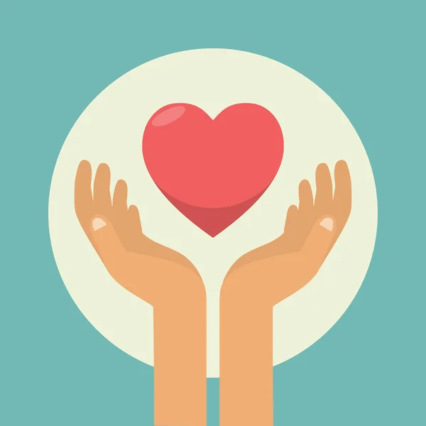 Charity Helping Hands Red Heart Share Love Concept Icon Template — Stock Vector