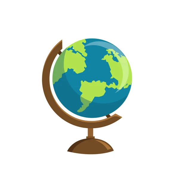 Schoolbol Pictogram Geïsoleerd Witte Achtergrond Globe Aarde Platte Stijl Vectorvoorraad — Stockvector