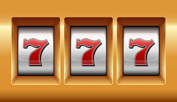 Slots 777 casino jackpot modern light gold. Big win slots 777 banner casino close up. Vector stock.