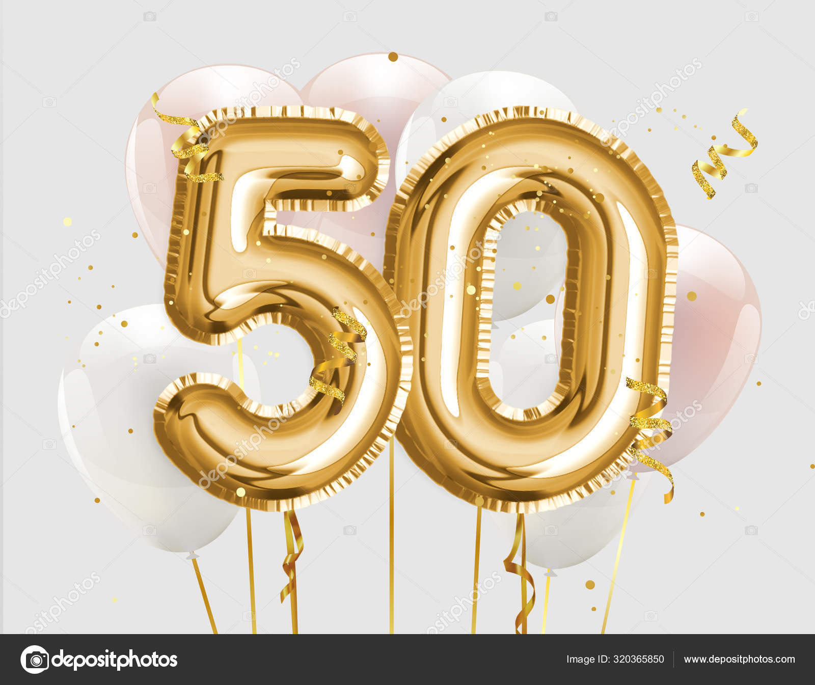 Happy 50Th Birthday Gold Foil Balloon Greeting Background Years Happy 50Th Birthday Gold Foil Balloon Greeting Background Years