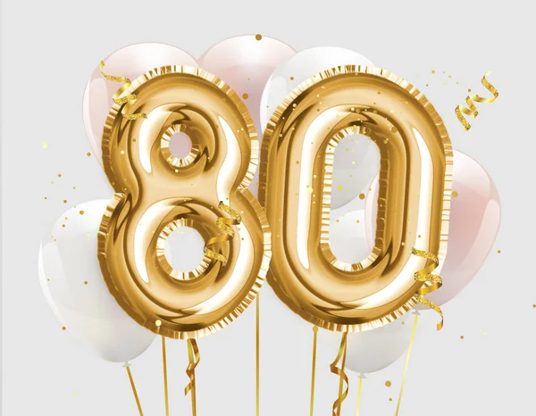 Happy 80Th Birthday Gold Foil Balloon Greeting Background Years Anniversary — Stock Photo, Image