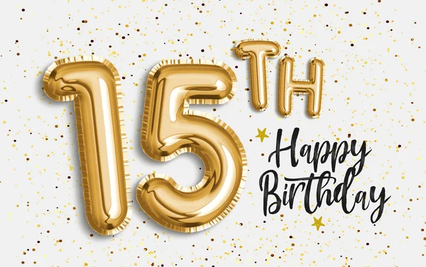 Feliz Aniversário Anos Folha Ouro Balão Saudação Fundo Modelo Logotipo — Fotografia de Stock