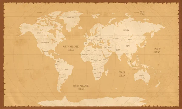 Klasik tarzda eski dünya haritası. Siyasi klasik dünya haritası. Vektör hisseleri.