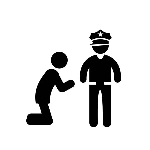Policjant Zatrzymujący Przestępcę Białym Tle Policjant Łapie Złodzieja Ludzkie Ikony — Wektor stockowy