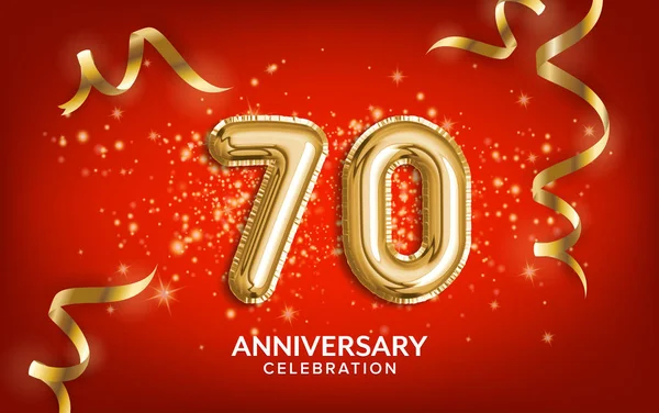 70Η Επέτειος Επέτειος Γιορτάζοντας Μπαλόνια Κειμένου Χρυσό Serpentine Και Κομφετί — Φωτογραφία Αρχείου