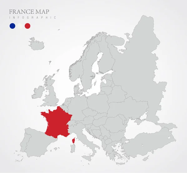 Mappa Politica Dell Unione Europea Con Identificazione Della Francia Mappa — Vettoriale Stock