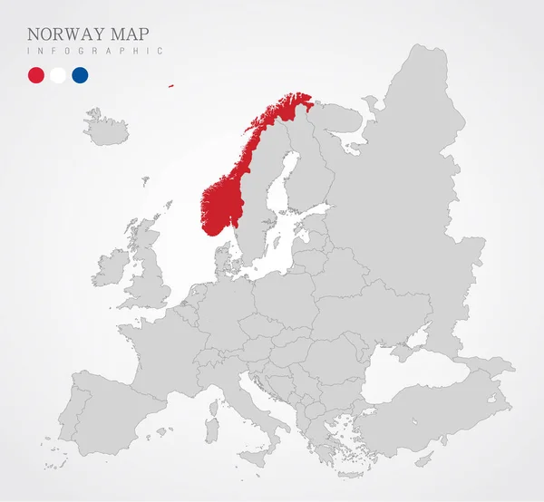 Politická Mapa Evropské Unie Identifikací Norska Mapa Norska Země Evropské — Stockový vektor