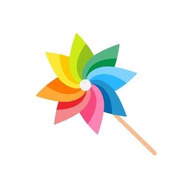 Pinwheel isolated on white background. Pinwheel toy child game icon. Vector stock clipart