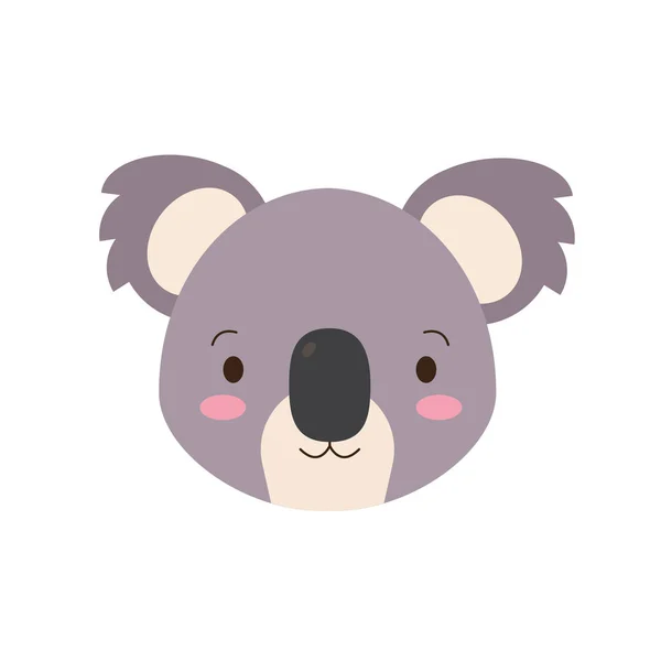 Linda Cara Koala Aislada Sobre Fondo Blanco Icono Animal Koala — Vector de stock