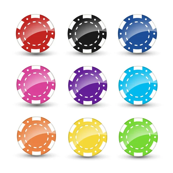 Reihe Von Pokerchips Isoliert Auf Weißem Hintergrund Casino Chips Symbol — Stockvektor