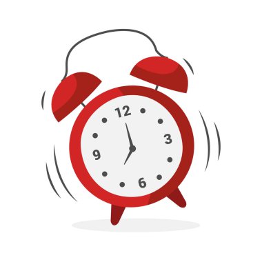 Çalar saat çalıyor. Uyan konsept. Alarm saati beyaz arkaplanda izole edildi. Vektör deposu