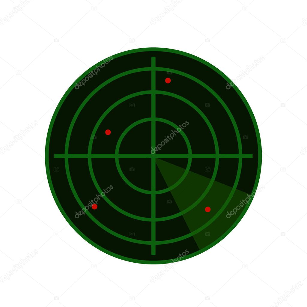 Designs radar abstract isolated on white background. Green radar icon. Vector stock