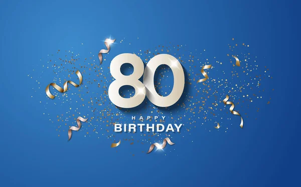 80Esimo Compleanno Con Numeri Bianchi Sfondo Blu Buon Compleanno Banner — Foto Stock