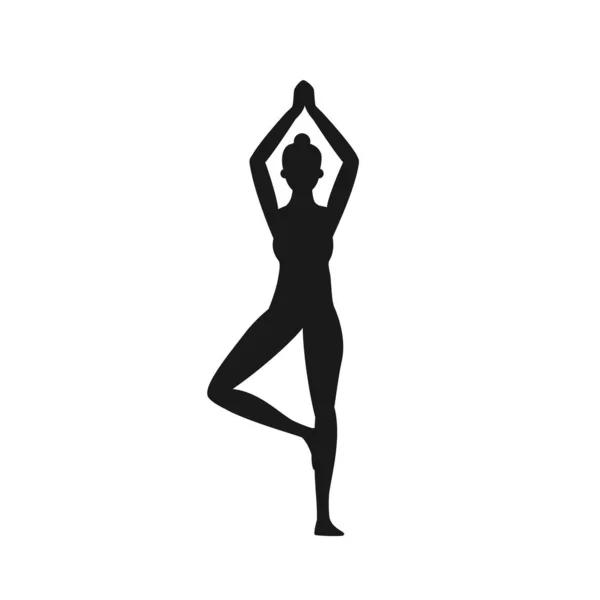 Kız Lotus Pozisyonunda Duruyor Yoga Simgesi Beyaz Arkaplanda Izole Edildi — Stok Vektör