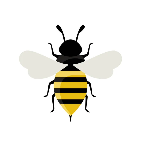 Пчела Изолирована Белом Фоне Осиная Плоская Икона Концепция Насекомых Дикая — стоковый вектор