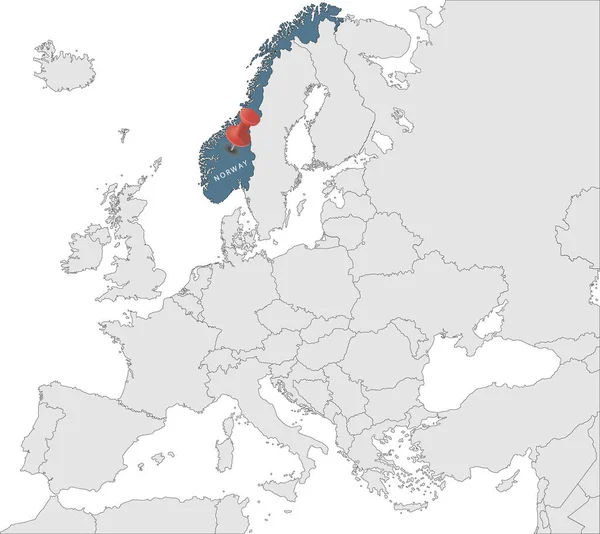Mapa Evropské Unie Identifikací Norska Mapa Norska Politická Mapa Evropy — Stockový vektor