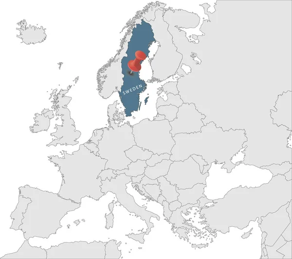 Mapa Evropské Unie Identifikací Švédska Mapa Švédska Politická Mapa Evropy — Stockový vektor