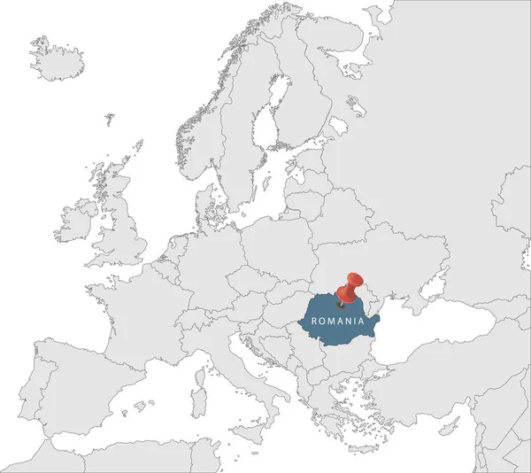 Mapa Evropské Unie Identifikací Rumunska Mapa Rumunska Politická Mapa Evropy — Stockový vektor