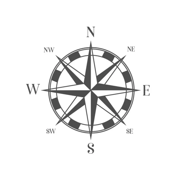 Geographie Wissenschaft Alter Kompass Isoliert Auf Weißem Hintergrund Kompass Windrose — Stockvektor
