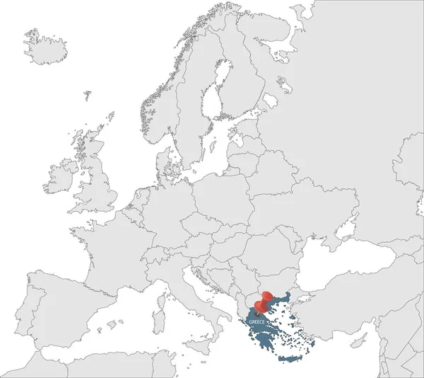 Mapa Evropské Unie Identifikací Řecka Mapa Řecka Politická Mapa Evropy — Stockový vektor