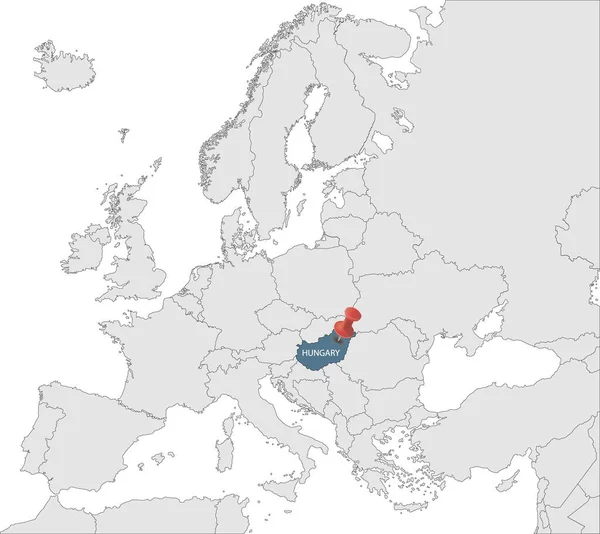 Kaart Van Europese Unie Met Identiteit Van Hongarije Kaart Van — Stockvector