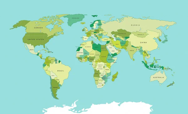 Mappa Del Mondo Politico Molto Dettagliata Mappa Politica Dettagliata Variopinta — Vettoriale Stock