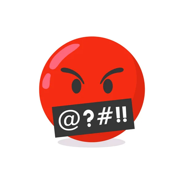 Kızgın Emoji Beyaz Arka Planda Izole Edilmiş Kızgın Kırmızı Duygu — Stok Vektör