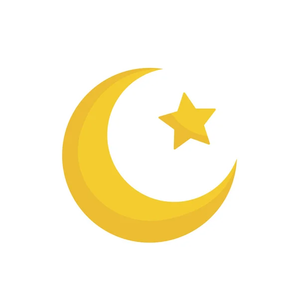 月と星 黄色の月と星の白い背景に隔離された ラマダーン カレームの概念 ベクター株式 — ストックベクタ