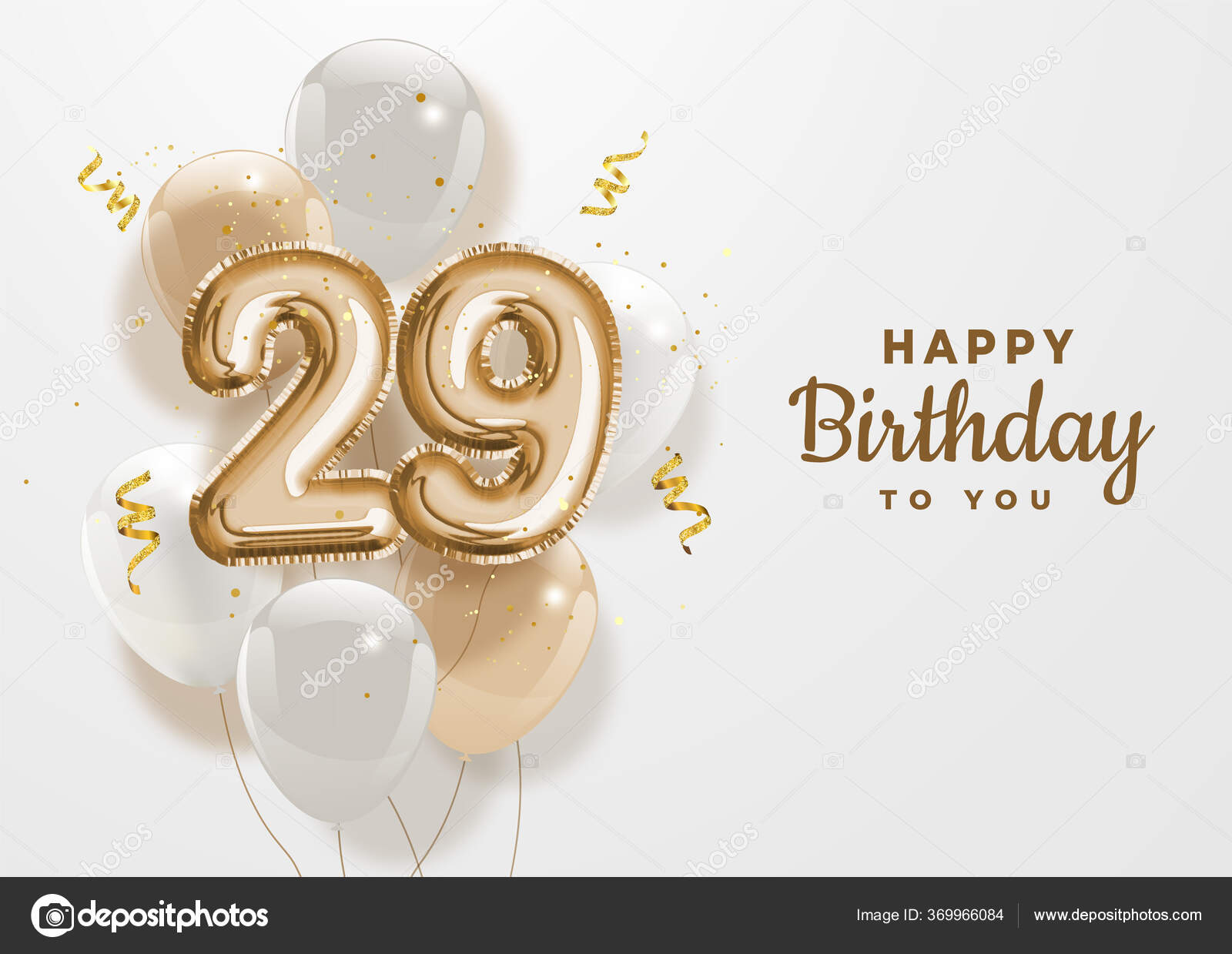 Happy 29Th Birthday Gold Foil Balloon Greeting Background Years Anniversary  Stock Vector by ©Fayethequeen93 369966084