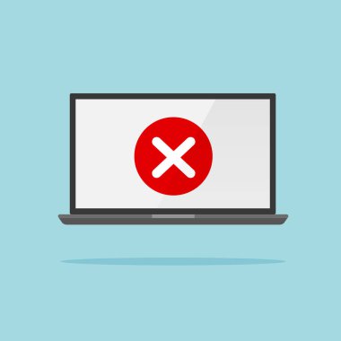 Dizüstü bilgisayar ekranındaki iz izole edildi. Yanlış ya da yanlış işaretleme kavramı. Online test sonuçları. Vektör deposu