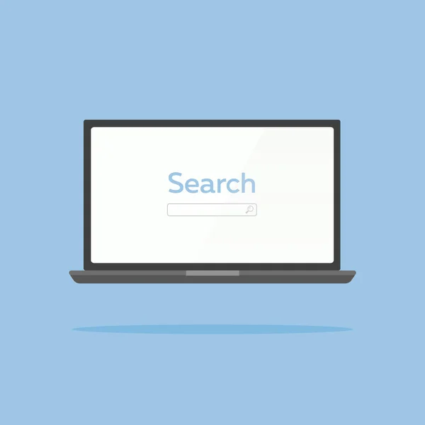 Search Page Laptop Screen Isolated Background Computer Icon Search Bar — Stock Vector