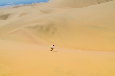 Atacama Çölü, Oasis Huacachina, ICA bölge, Peru eğlenceye kum yatılı