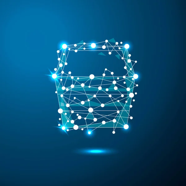 Noktalar, çizgiler ve şekiller gezegenler, yıldızlar ve evrenin şeklinde oluşan şeklinde bir yıldızlı gökyüzü veya alan, soyut alışveriş sepeti. Vektör iş