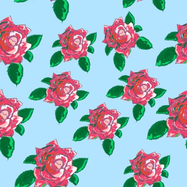 Vektör çizim sorunsuz çiçek desenli Güllü