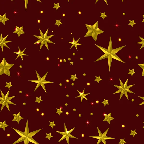 Vetor ilustração xmas padrão sem costura para papel de embrulho. fundo abstrato com estrelas de ouro para banners de Natal e Ano Novo — Vetor de Stock