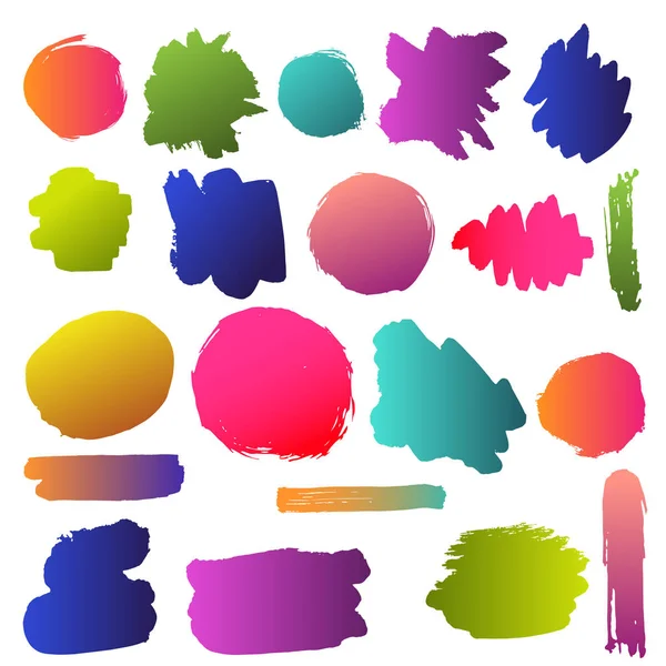 Grunge elle çizilmiş fırça vuruşları ve noktalar renk vektör kümesi.