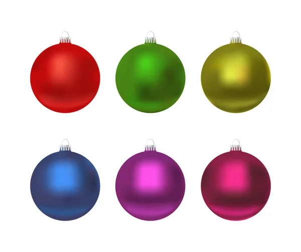 Bolas de Navidad coloridas. Conjunto de decoraciones realistas aisladas. Ilustración vectorial — Vector de stock