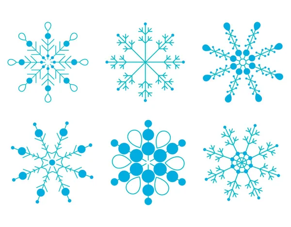 Conjunto de copos de nieve vector azul. Iconos de Navidad . — Archivo Imágenes Vectoriales