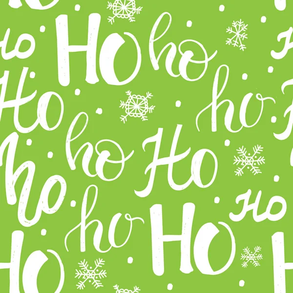 Hohoho-Muster, Weihnachtsmann-Lachen. nahtlose Textur für Weihnachtsdesign. Vektor grüner Hintergrund mit handschriftlichen Worten ho — Stockvektor