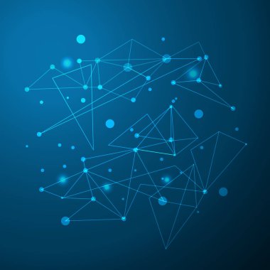 Soyut poligonal sace mavi arka plan noktalar ve çizgiler bağlanma. Bağlantı yapısı. Vektör bilim arka plan