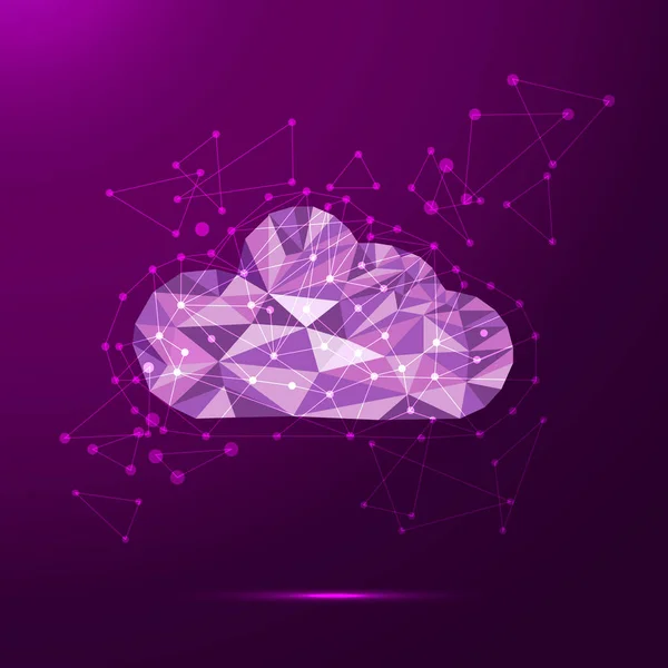 Düşük Poli bulut. Teknoloji simge tasarlamak.