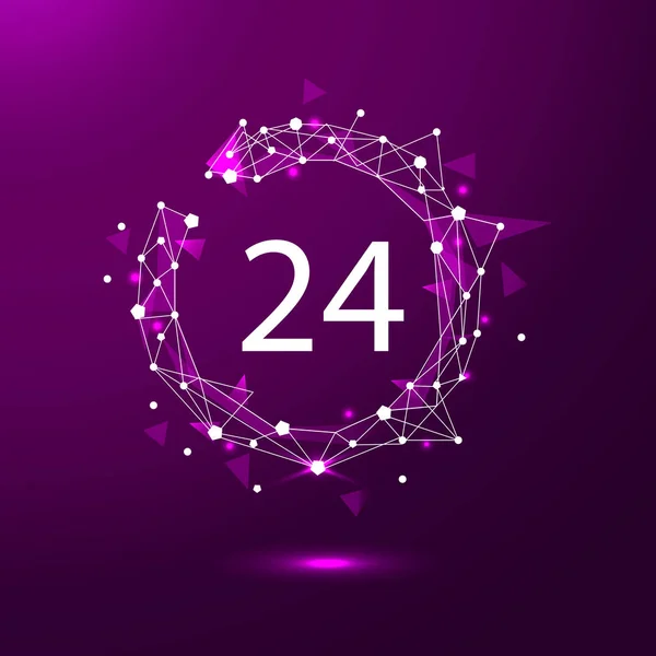 24 saat müşteri hizmetleri. Gece gündüz destek sembolü. Çokgen alanı düşük Poli noktalar ve çizgiler bağlanma. Bağlantı yapısı. Vektör bilim arka plan