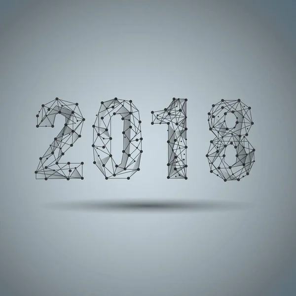 Geometric polygonal 2018 kartu ucapan Tahun Baru. Segitiga rendah teknologi masa depan latar belakang abu-abu. Ilustrasi vektor desain bisnis perusahaan - Stok Vektor